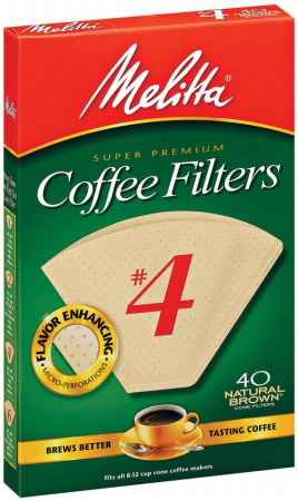 624412 40 Count No. 4 Natural Brown Cone Coffee Filters