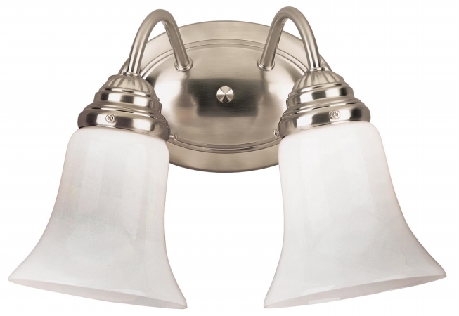6461700 2 Light Brushed Nickel Wall Fixture With White Opa