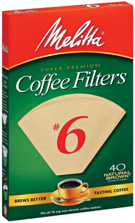 626412 40 Count No. 6 Natural Brown Cone Coffee Filters