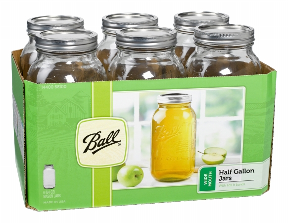 68100 Half Gallon 6 Count Wide Mouth Canning Jars
