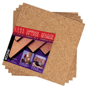 Acco Brands 102w 4 Pack 12 In. X 12 In. X .25 In. Natural Cork Tiles - Pack Of 4