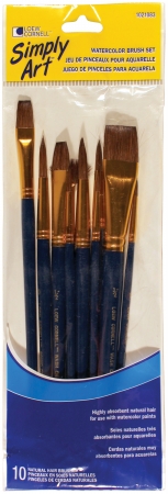 1021083 10 Count Assorted Sizes Brown Nylon Acrylic Brush Set