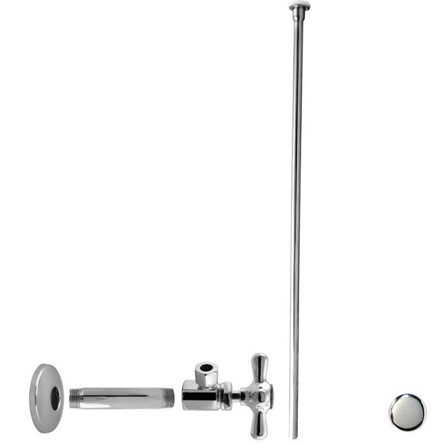 D103kfhx-26 .5 In. Ips X .38 In. Flat Head Riser Toilet Kit With Cross Handle In Polished Chrome