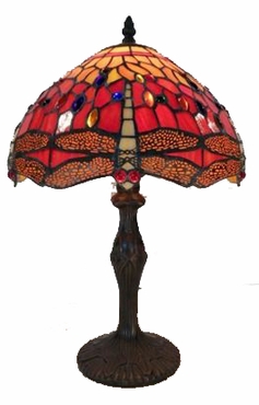 G121467a Stylish Red Dragonfly Table Lamp