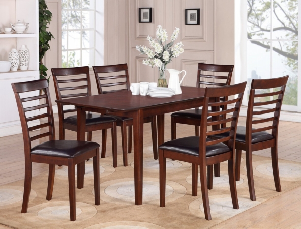 Wooden Imports Furniture Ps5-mah-lc 5pc Picasso Rectangular Table And 4 Faux Leather Upholstered Seat Chairs - Mahogany Finish