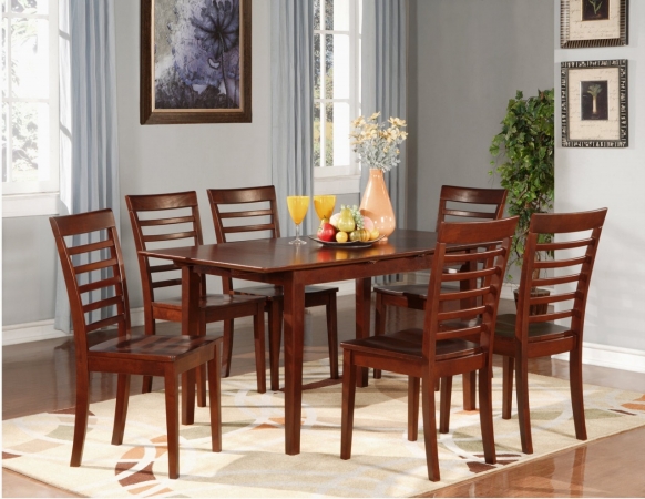 Wooden Imports Furniture Ps5-mah-w 5pc Picasso Rectangular Table And 4 Wood Seat Chairs - Mahogany Finish