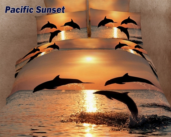 - Pacific Sunset King Size 6 Pieces Duvet Cover Set Animal Themed Marine Bedding Dm426k