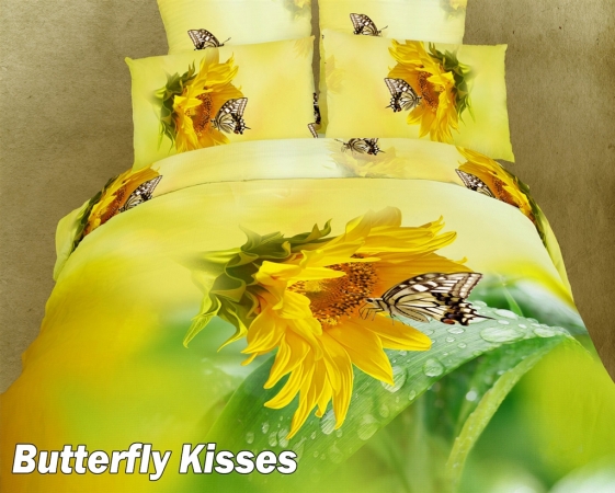 Dolce Mela - Butterfly Kisses, Queen Size 6 Pieces Duvet Cover Set - Cotton Luxury Gilrs Bedding DM428Q