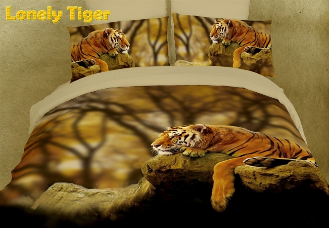 - Lonely Tiger King Size 6 Pieces Duvet Cover Set Bedding 100% Cotton Dm458k