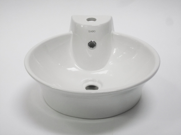 Ba121 Round Ceramic Above Mount Bath Sink With Single Faucet Hole - White
