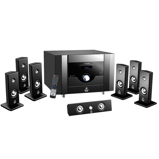 PylePro PT798SBA 7.1 Channel Home Theater System with Satellite Speakers Center Channel Subwoofer Bluetooth FM Tuner
