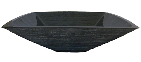 Croccante Grey Square Frosted Glass Vessel Sink 18.25 Inches Wide Black