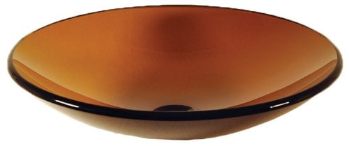 In Basso Clear Tea Low Profile Round Glass Vessel Sink 18 Inch Diameter Brown