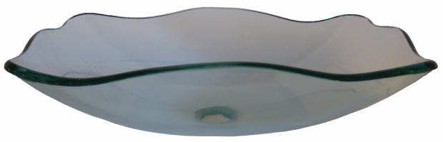 Elegante Clear Fluted Oblong Glass Vessel Sink 20 Inches Wide Clear