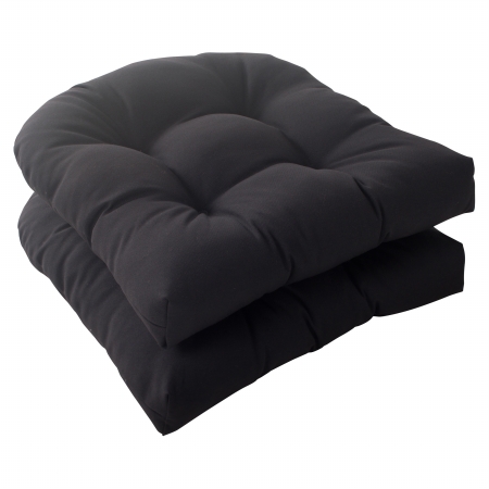 Fresco Black Wicker Seat Cushion (set Of 2)
