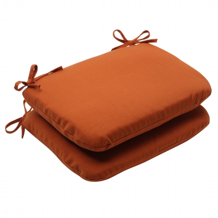 Cinnabar Burnt Orange Rounded Corners Seat Cushion (set Of 2)