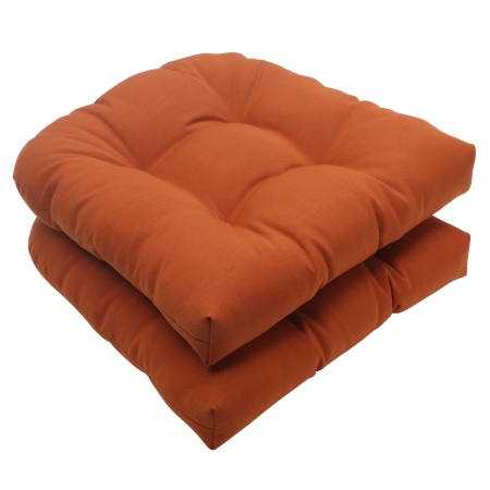 Cinnabar Burnt Orange Wicker Seat Cushion (set Of 2)