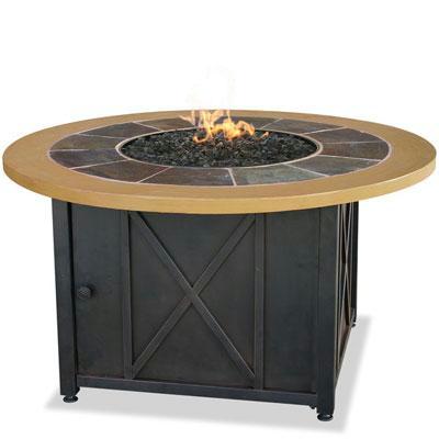 Endless Summer Gad1362sp Liquid Propane Outdoor Firebowl With Slate And Faux Wood Mantel