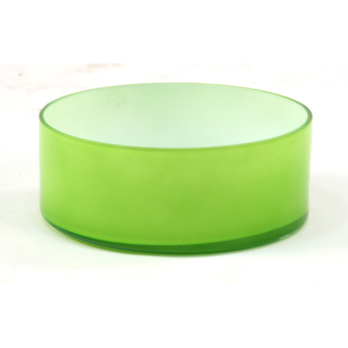 Shallow Green Glass Bowl With A White Interior