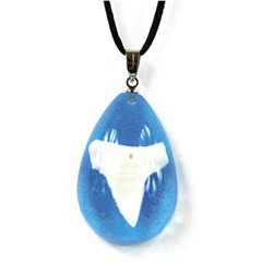 Op801 Necklace Oceanic Shark Tooth Water Drop Clear Blue