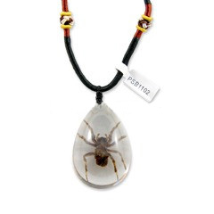 Psb1102 Necklace Clear Tear Drop Spider