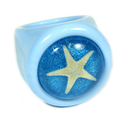 Or031-6 Ring Starfish Blue With Blue Background Size 6