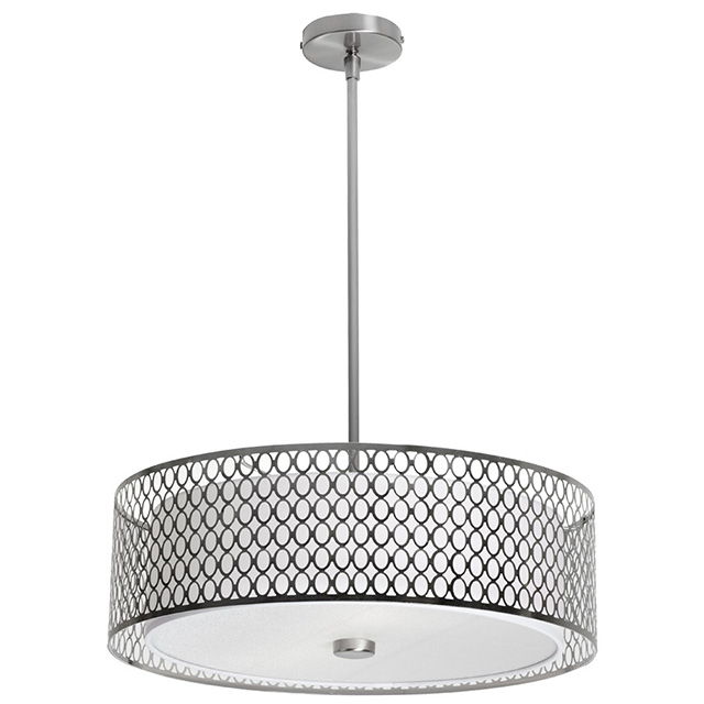 1015-22p-sc 3 Light Pendant With Laser Cut Shade Glass Diffuser - Satin Chrome