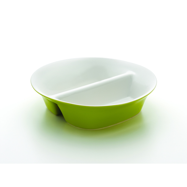 58348 Round & Square 12-inch Divided Dish Green