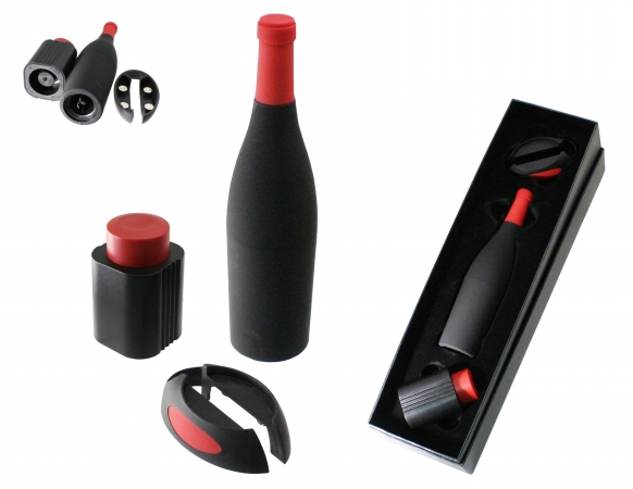 Natico 60-ws3021 3pc Wine Set Cork Screw Vacuum Stopper & Foiler