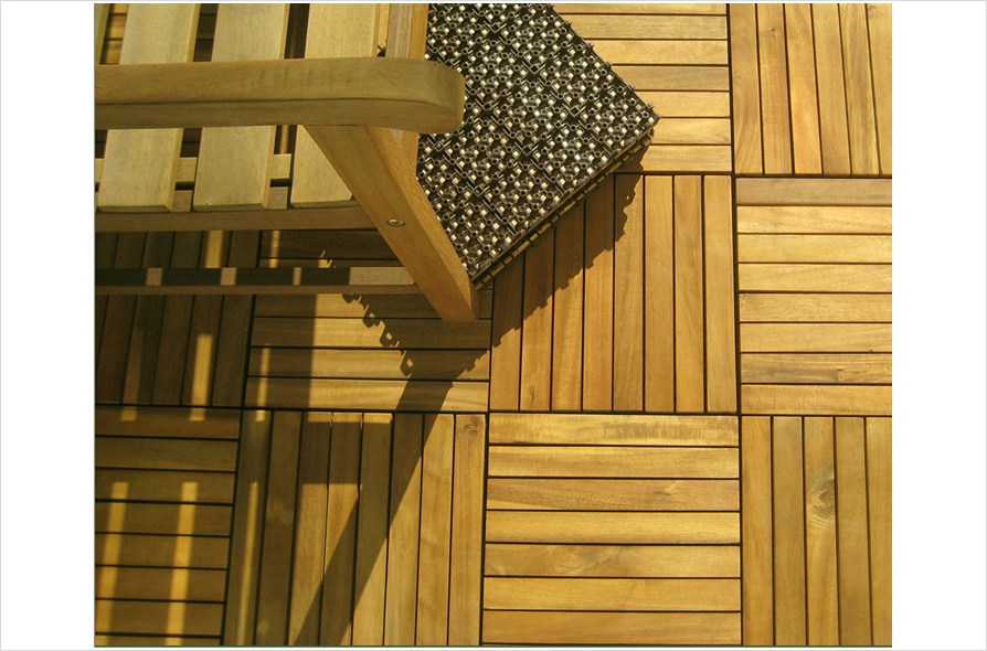 8-slat Acacia Interlocking Deck Tile (set Of 10 Tiles) - V355