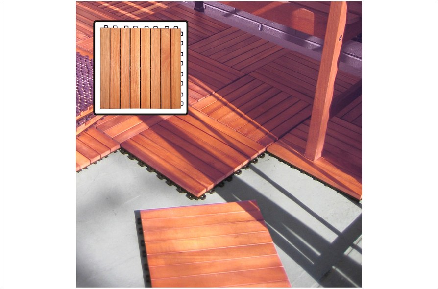 8-slat Eucalyptus Interlocking Deck Tile (set Of 10 Tiles) - V375