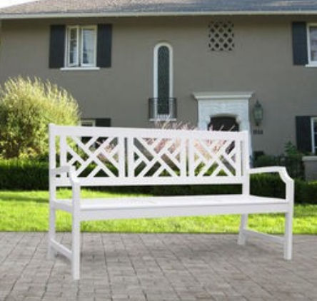 Patio 5-foot Wood Garden Bench In White - V1342