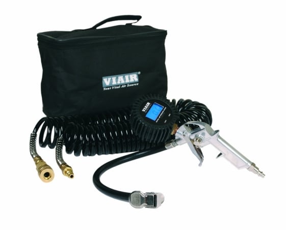 Viair 00044 Inflation Kit With 2.5 In. Digital Tire Gun Reads Up To 200 Psi   30 Ft. Hose Carry Bag