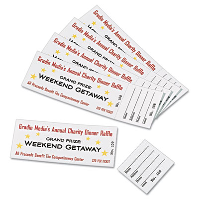 16154 Tickets With Tear-away Stubs 1 .75 X 5 .5 Matte White 200 Tickets