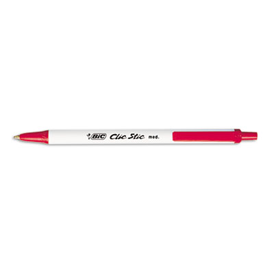 Csm11 Red Clic Stic Ballpoint Retractable Pen, Red Ink, Medium, Dozen