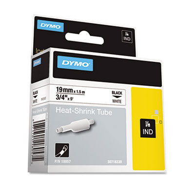 DYM18057 Rhino Heat Shrink Tubes Industrial Label Tape Cassette  .75 in. x 5 ft  White