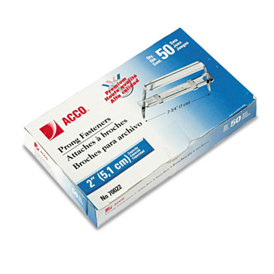 Acco Acc70022 Premium Two-piece Paper File Fasteners, Two Inch Capacity, 50-box