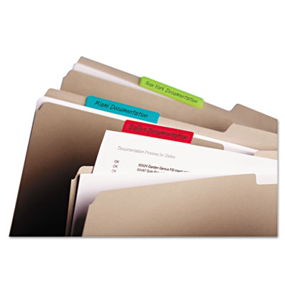 Durable File Tabs 3 X 1.5 Solid Assorted Primary Colors 24-pk