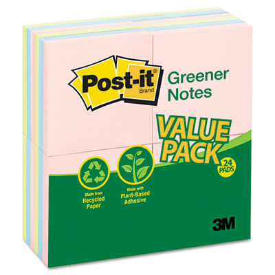 Post-It Greener Notes 654RP-24-AP Original Recycled Note Pads 100 3 x 3 Sheets Sunwashed Pier 24 Pads-Pack Post-It Greener Notes 654RP-24-AP Original Recycled Note Pads 100 3 x 3 Sheets Sunwashed Pier 24 Pads-Pack