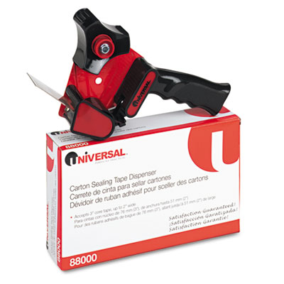 88000 Handheld Box Sealing Tape Dispenser 3 In. Core Metal-plastic Black & Red