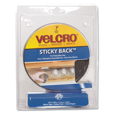 Hook Eye Adhesive 90086 Sticky-back Hook And Loop Fastener Tape With Dispenser .75 X 5 Ft. Roll Black