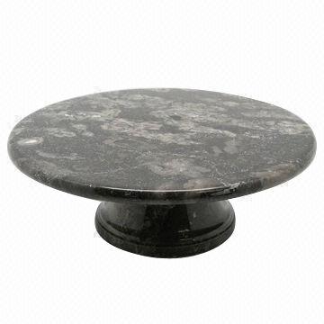 74759 Charcoal Marble 10 In. X 10 In. Cake Plate On Pedestal