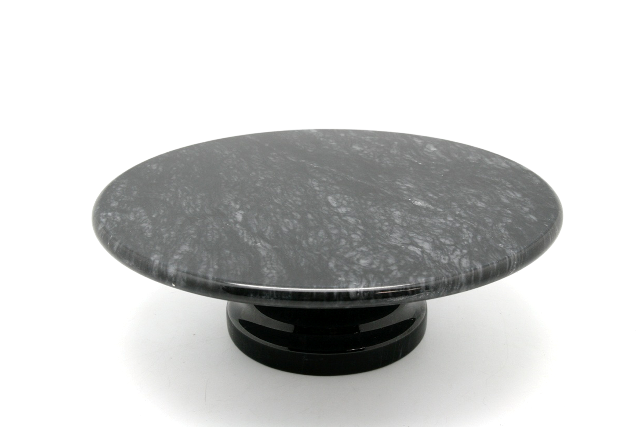 74755 Black Marble 10 In. X 10 In. Cake Plate On Pedestal