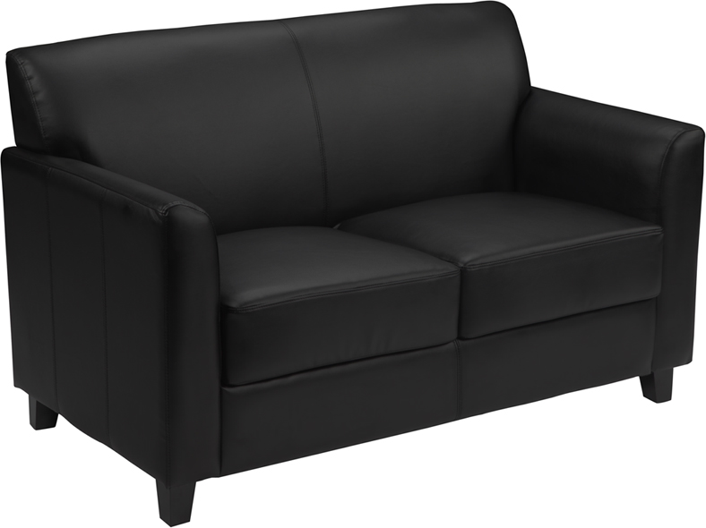 Hercules Diplomat Series Black Leather Love Seat - Bt-827-2-bk-gg