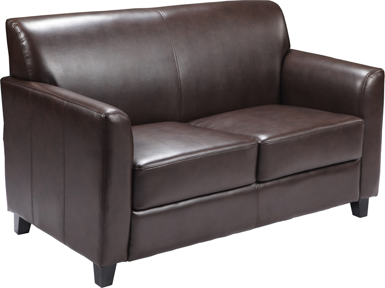 Hercules Diplomat Series Brown Leather Love Seat - Bt-827-2-bn-gg
