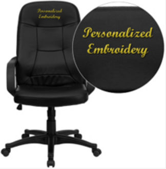 Embroidered High Back Black Glove Vinyl Executive Office Chair - H8021-EMB-GG