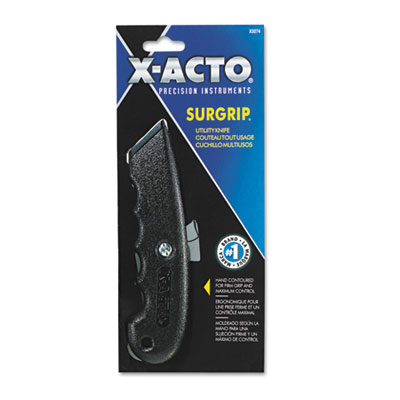 X3274 Surgrip Utility Knife With Contoured Metal Handle & Retractable Blade, Black