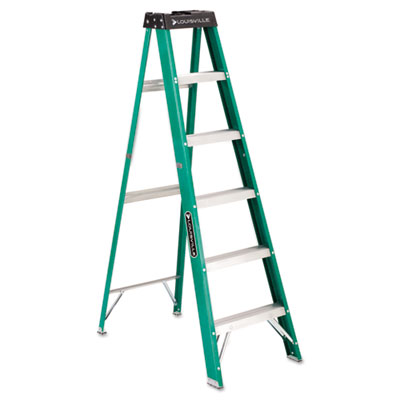 Fs40-06 No. 592 Six-foot Folding Fiberglass Step Ladder, Green-black