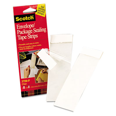 Scotch 3750p2cr Envelope-package Sealing Tape Strips 2 In. X 6 In. Clear 50-pack