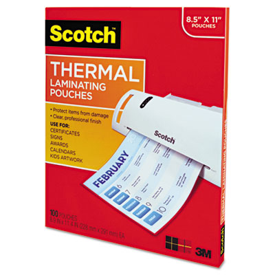 Scotch Tp3854-100 Letter Size Thermal Laminating Pouches 3 Mil 11.5 X 9 100 Per Pack